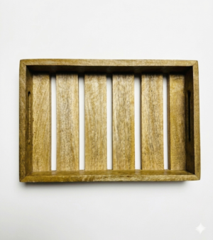 Handcrafted wooden serving tray with handles for kitchen and home décor