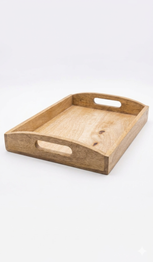 Handcrafted Wooden Breakfast Serving Tray with Handles