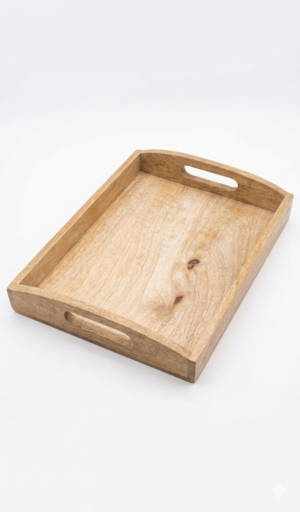 Handcrafted Wooden Breakfast Serving Tray with Handles