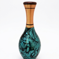 Blue Floral Ceramic Decorative Vase blue floral ceramic decorative vase with wood finish neck