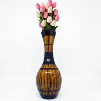 Brown Textured Decorative Vase brown textured decorative vase with floral arrangement