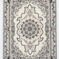 Elegant Ivory Persian Floral Area Rug Elegant ivory Persian floral area rug with medallion pattern