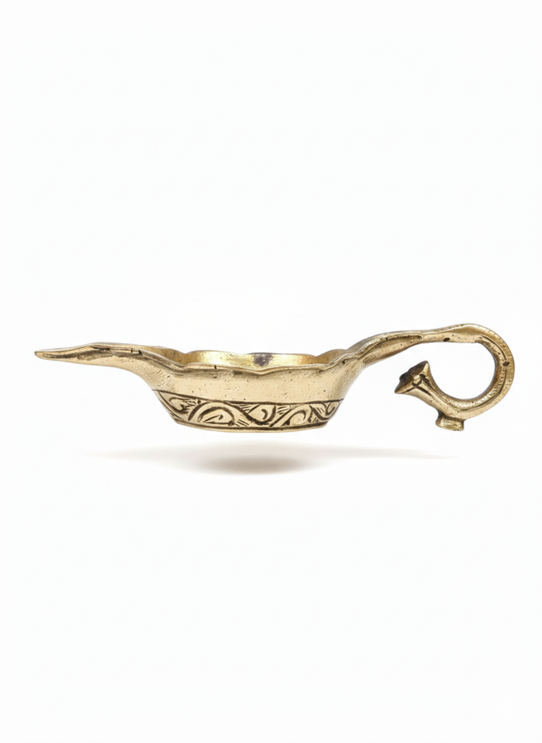 Handcrafted Brass Oil Lamp Diya with Handle – Traditional Decor