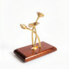 Handcrafted brass floral sculpture with wooden base modern home decor