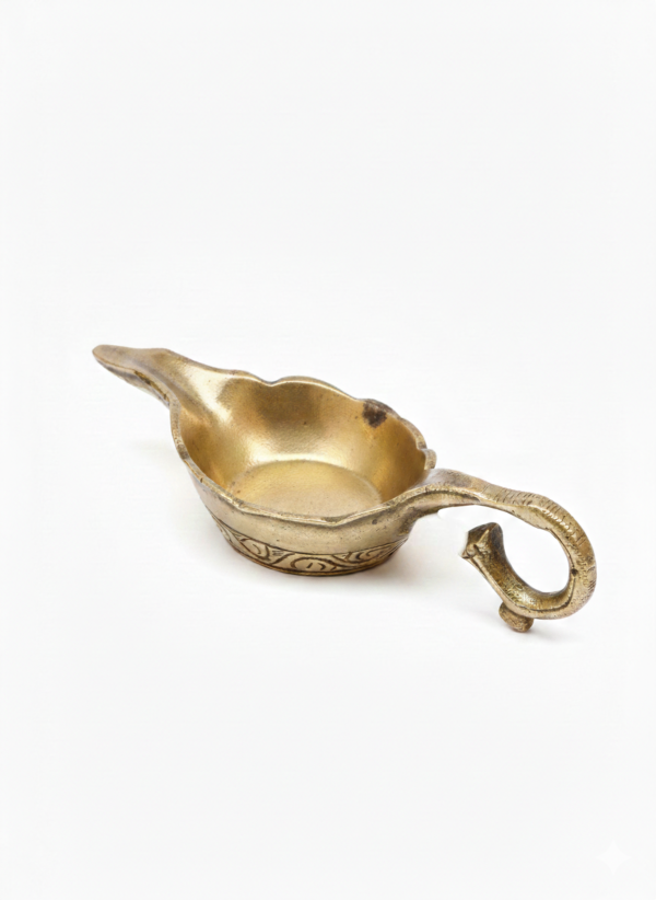Handcrafted Brass Oil Lamp Diya with Handle – Traditional Decor