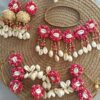 Pink Floral Cowrie Shell Jewelry Set