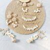 Beige Floral Cowrie Shell Jewelry Set