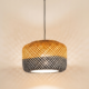 Midnight Weave Cane Pendant Lamp – Handcrafted Two-Tone Hanging Light Handcrafted two-tone cane pendant lamp with cylindrical woven design and warm ambient lighting