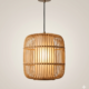 Nordic Barrel Cane Pendant Lamp made from natural woven cane.