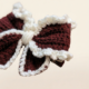 Snow Trim Crochet Bow Hair Clip