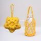 Sunny Bloom Handmade Crochet Holder Pouch Handmade yellow crochet holder pouch with floral puff design and mesh storage detail