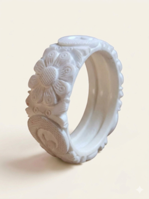 Floral Heritage Sankha Bangle Traditional white Sankha bangle with embossed floral design