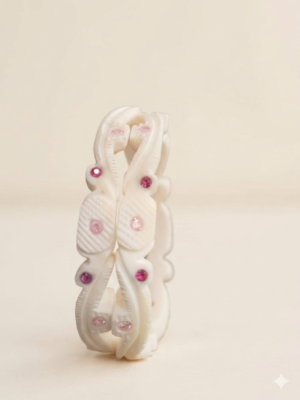 White Sankha bangles with pearl-toned stone embellishments