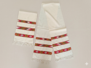 Handwoven Tribal Border Cotton Scarf Handwoven ethnic cotton scarf with tribal woven border design