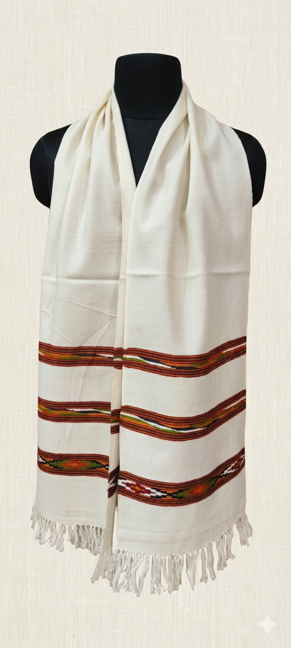 Handwoven Tribal Pattern Cotton Scarf with Tassels