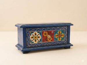 Royal Blue Handcrafted Wooden Storage Box