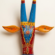 Azure Tribal Handcrafted Wooden Bull Mask Decor Handcrafted wooden bull mask wall decor with blue horns and tribal hand-painted artwork