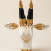 Royal Ivory Handcrafted Wooden Bull Wall Decor Handcrafted ivory wooden bull wall decor with black horns and golden floral artwork