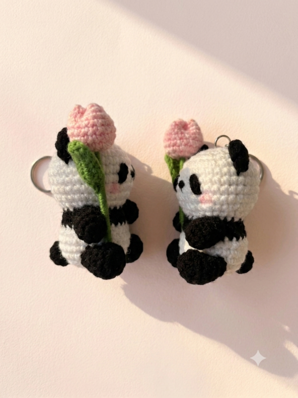 1779269304924 Handmade Crochet Panda Keychain