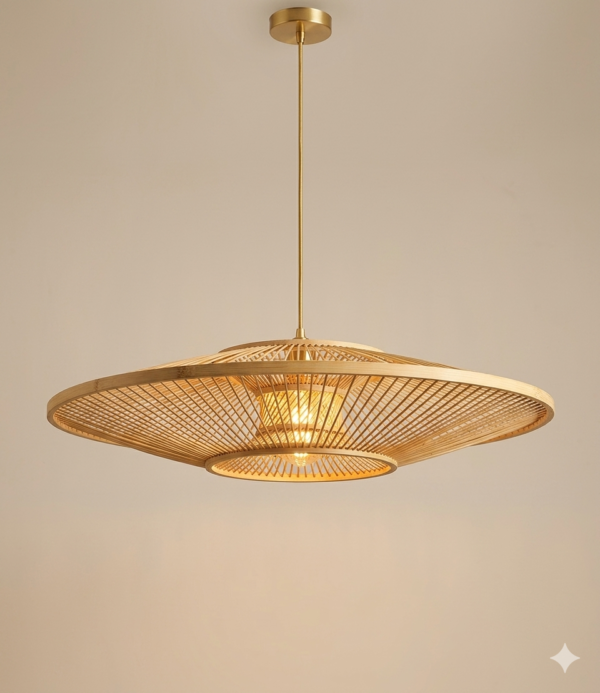 Handcrafted Cane Hanging Lamp – IndeeStore Handcrafted cane pendant hanging lamp for modern home décor