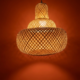 Handwoven royal lantern cane pendant lamp with layered woven design and warm ambient lighting