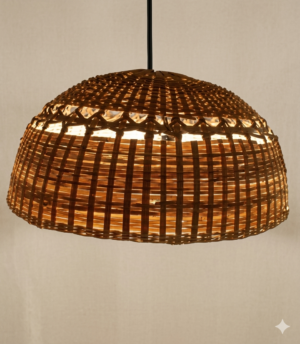 Rustic Dome Cane Pendant Lamp – Handwoven Natural Hanging Light Handwoven dome cane pendant lamp with rustic woven design and warm ambient lighting