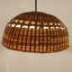 Rustic Dome Cane Pendant Lamp – Handwoven Natural Hanging Light Handwoven dome cane pendant lamp with rustic woven design and warm ambient lighting