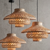 Heritage Weave Cane Pendant Lamp – Handcrafted Layered Hanging Light Handcrafted Heritage Weave cane pendant lamp with layered woven design and warm ambient lighting