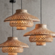 Handcrafted Heritage Weave cane pendant lamp with layered woven design and warm ambient lighting