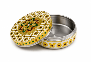 White Floral Meenakari Storage Box
