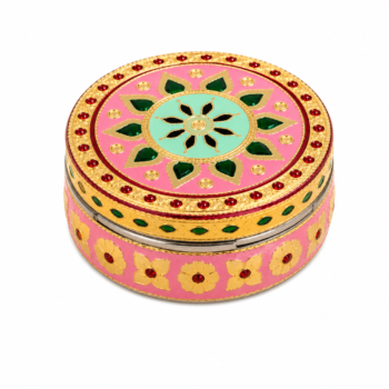 Pink Floral Meenakari Storage Box