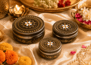 Black Floral Meenakari Storage Box