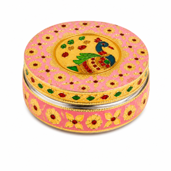 Pink Peacock Meenakari Utility Box