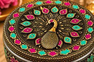 Antique Peacock Meenakari Utility Box