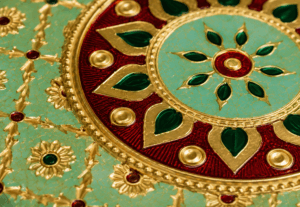 01GJ023_3 Green Mandala Meenakari Utility Box
