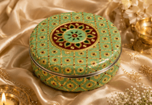 01GJ023_4 Green Mandala Meenakari Utility Box