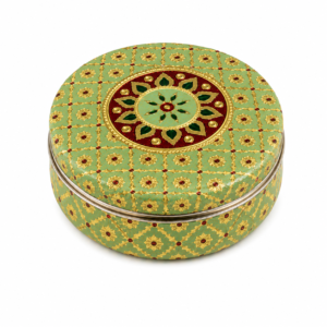 01GJ023_9 Green Mandala Meenakari Utility Box