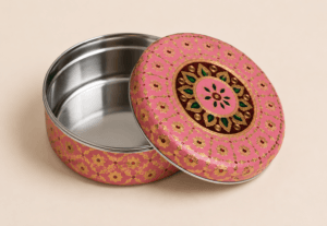 01GJ024_3 Pink Mandala Meenakari Utility Box