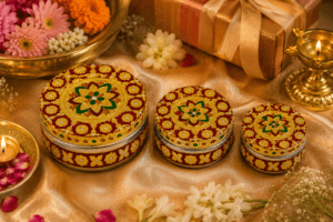 Golden Floral Meenakari Utility Box