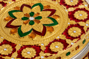 Golden Floral Meenakari Utility Box