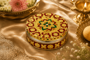 Golden Floral Meenakari Utility Box