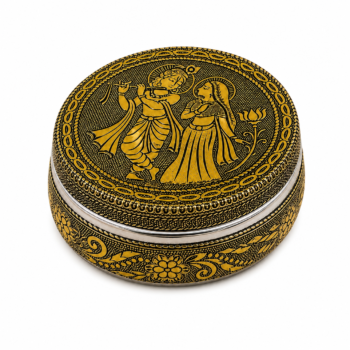 Golden Radha Krishna Meenakari Utility Box