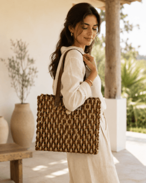 01OD010_5 Rustic Weave Sabai Grass Tote Bag