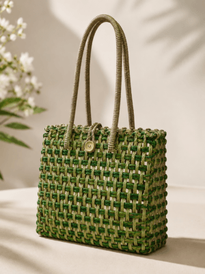 01OD011_3 Green Weave Sabai Grass Tote Bag
