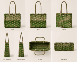 01OD011_4 Green Weave Sabai Grass Tote Bag