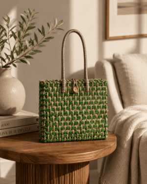 01OD011_6 Green Weave Sabai Grass Tote Bag