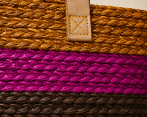 Pink Stripe Sabai Grass Tote Bag