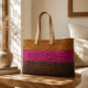 Pink Stripe Sabai Grass Tote Bag