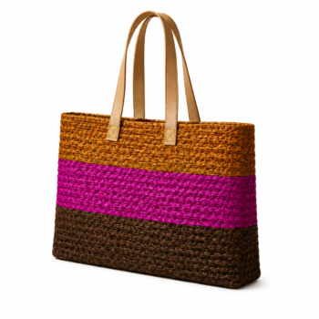 Pink Stripe Sabai Grass Tote Bag