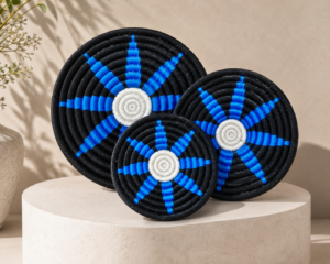 01OD031_5 Sabai Blue Starburst Wall Decor Set